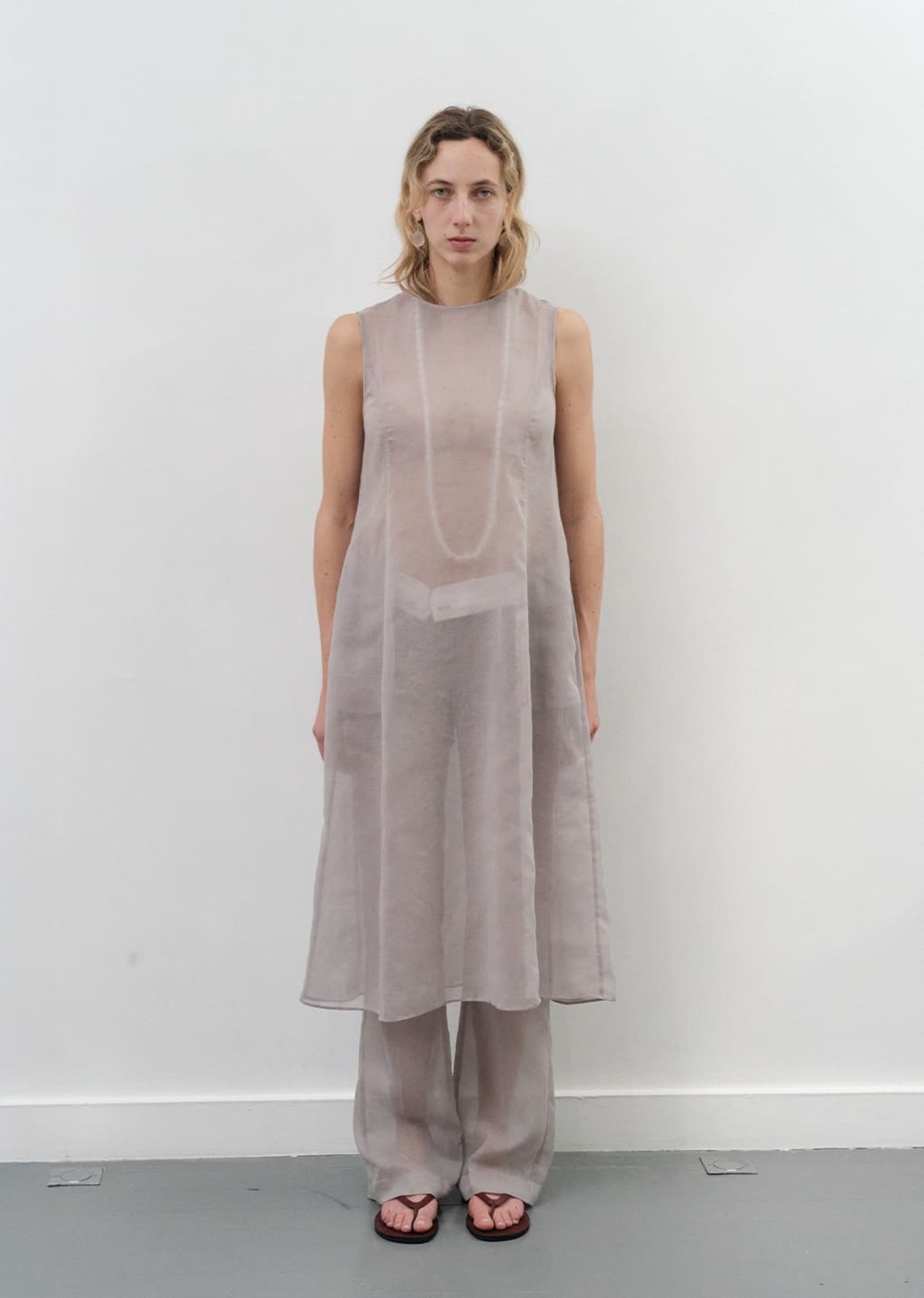 AMOMENTO Sheer Long Dress - Black | Garmentory
