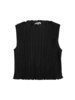 Ali Golden High Neck Pleated Tank - Black - Thumbnail 1