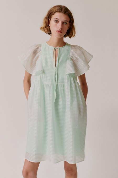 HOFMANN ホフマン イエナELAINE DRESS Iena Hofmann Elaine Dress Embroidered Frills Sz S/US 4 Good