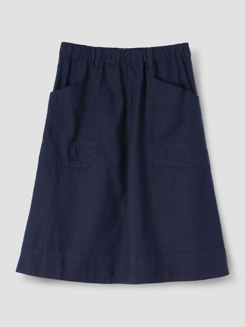 うりぼうMHLパッチポケットスカート PATCH POCKET SKIRT MHL by Margaret Howell Patch Pocket Skirt - Blue | Garmentory