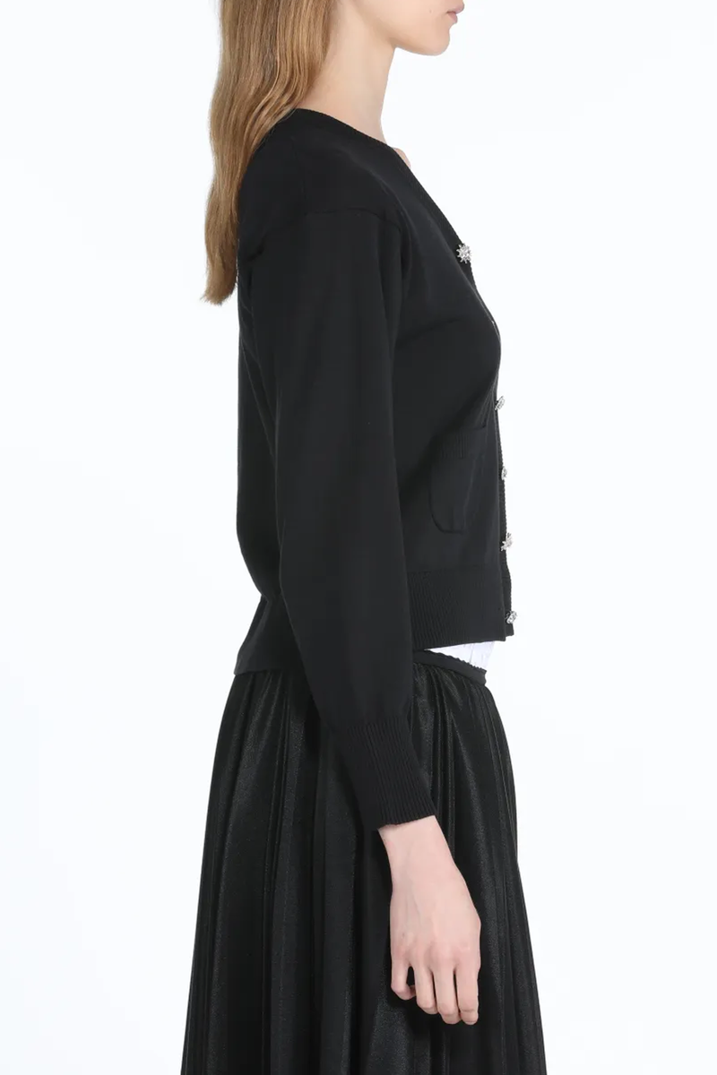 No. 21 Cardi with Jewel Buttons - Black