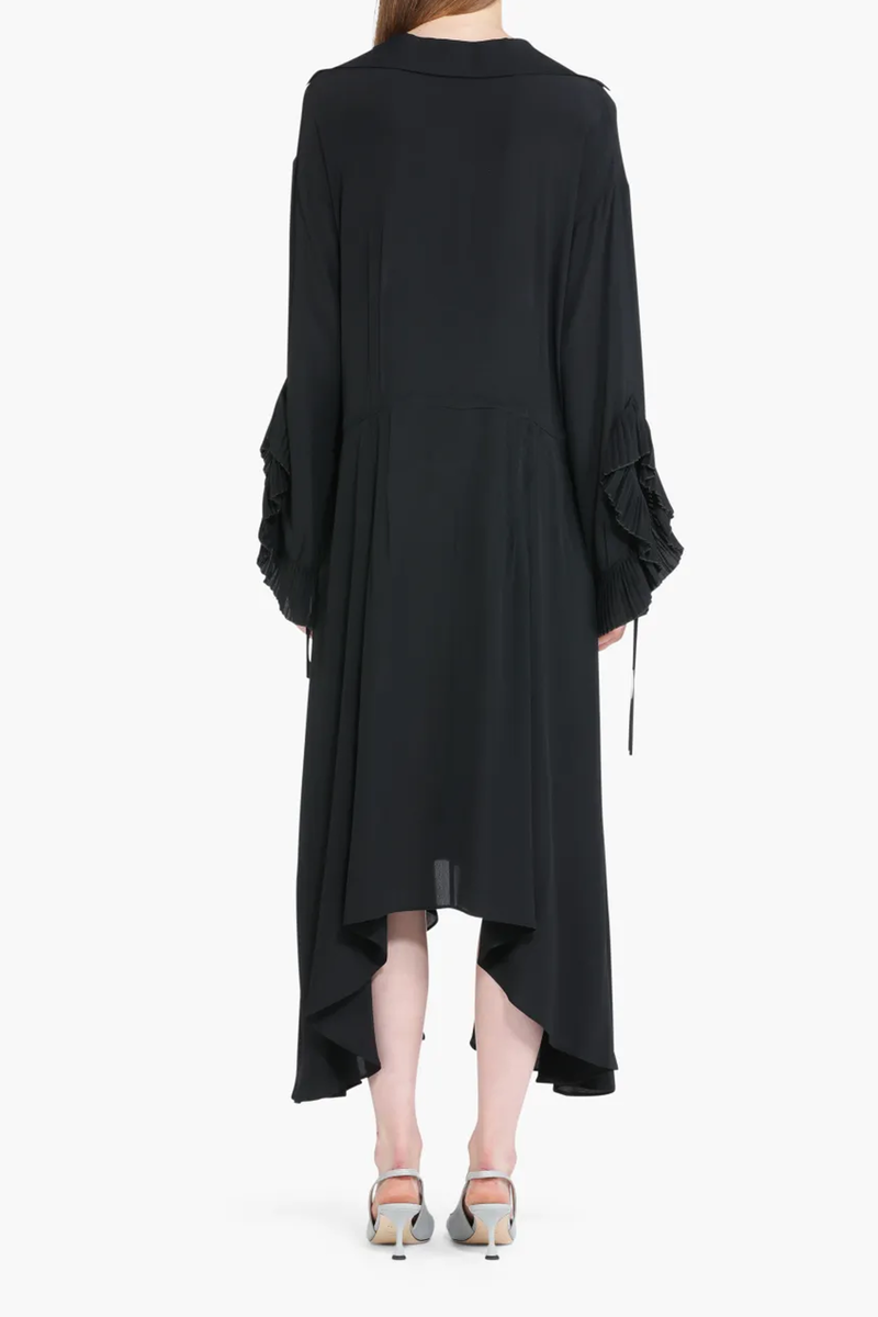 No. 21 Silk Long Sleeve Tie Front Midi Dress - Black No. 21 Silk Long Sleeve Tie Front Midi Dress - Black