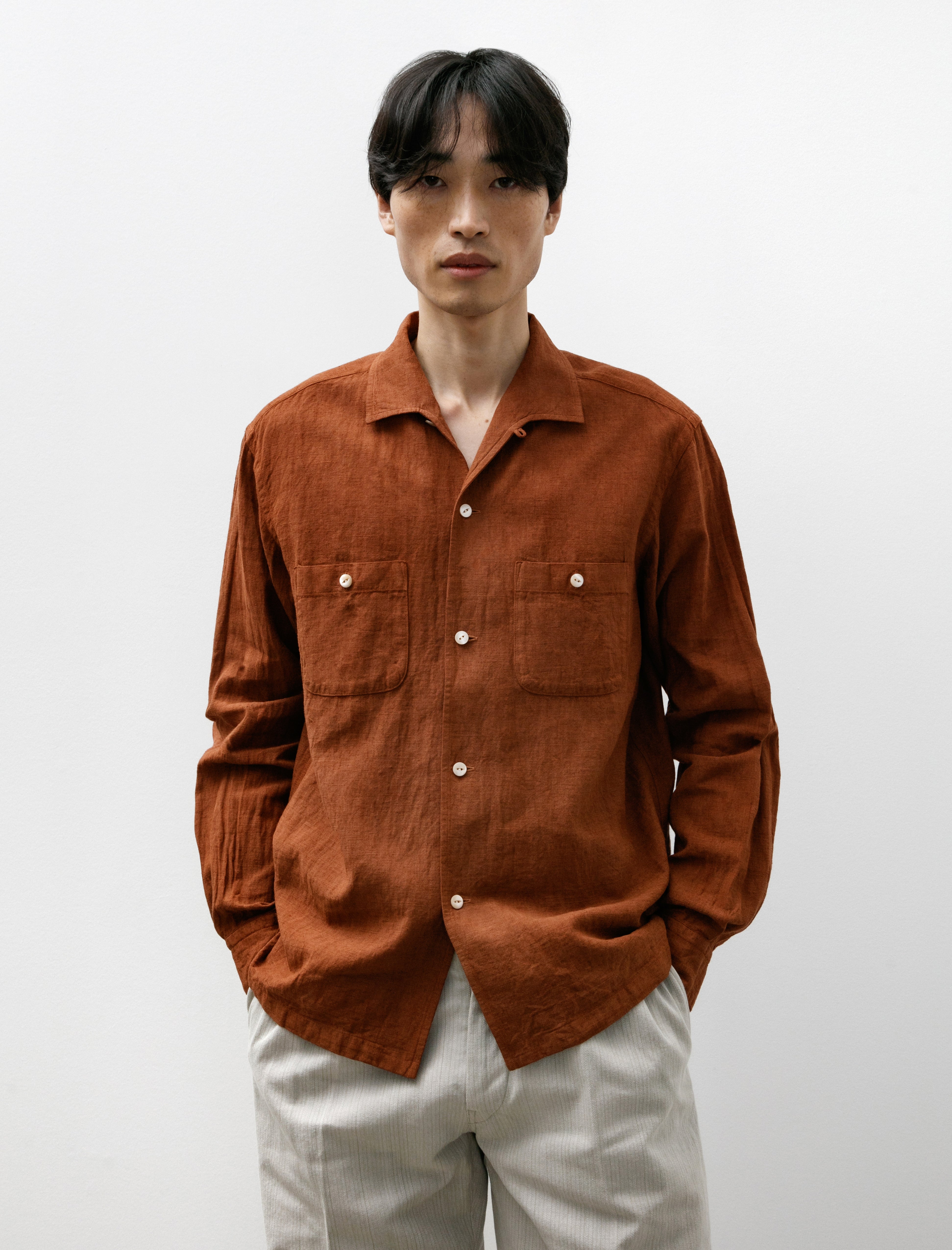 Taiga Takahashi Mens Lot 102 Sir Guy Shirt - Brown | Garmentory