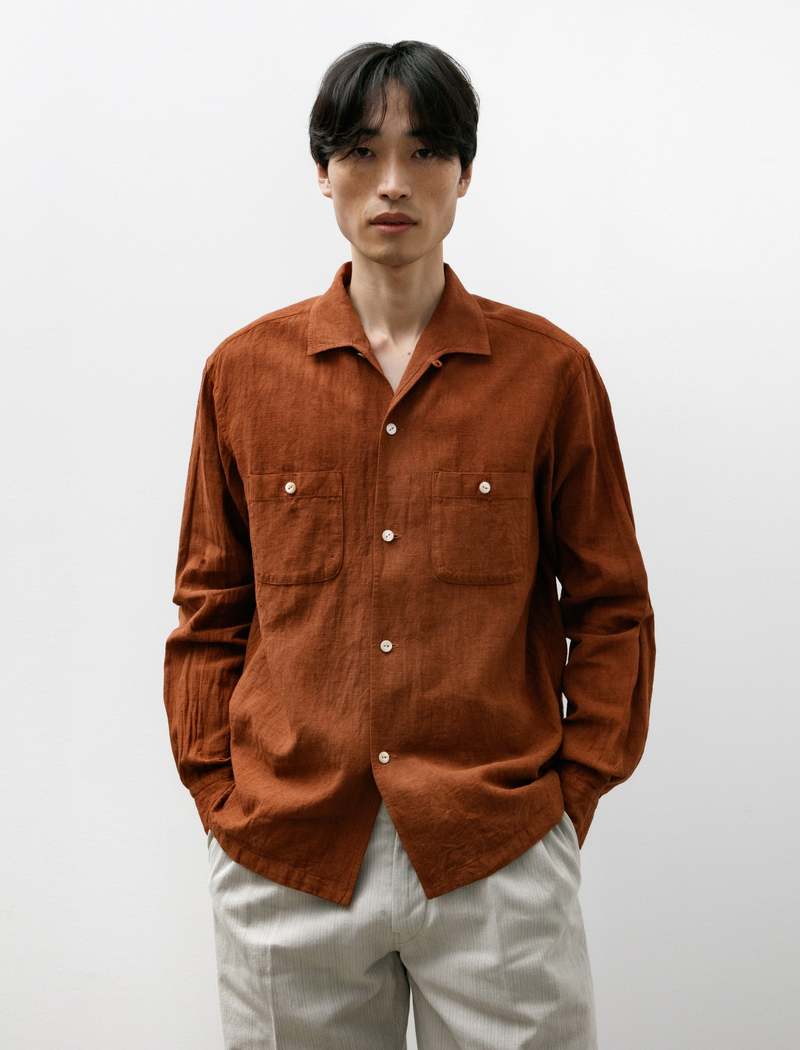 Taiga Takahashi Mens Lot 102 Sir Guy Shirt - Brown | Garmentory