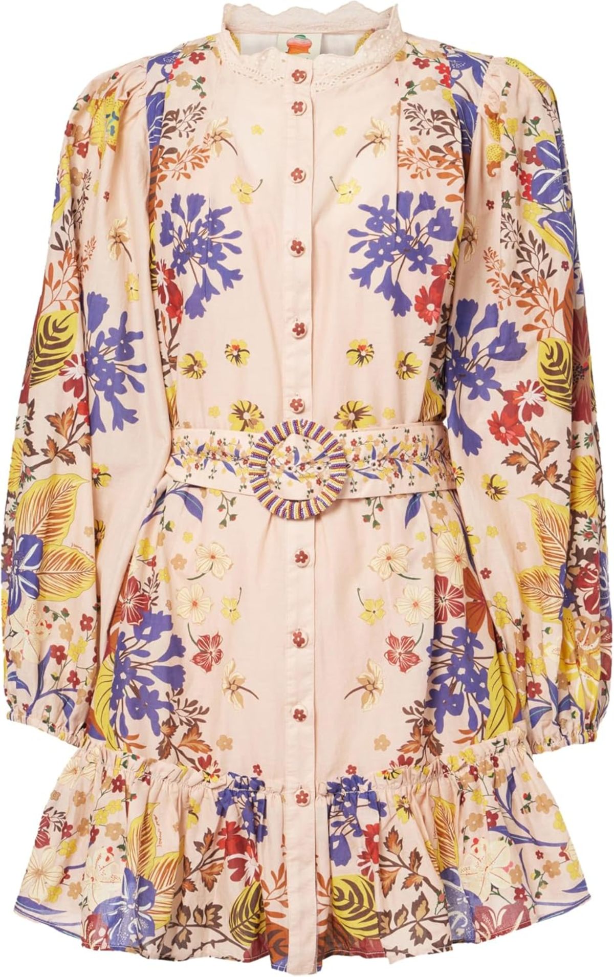 Farm Rio Puff Sleeve Mini Dress - Beauty Bouquet Pink | Garmentory