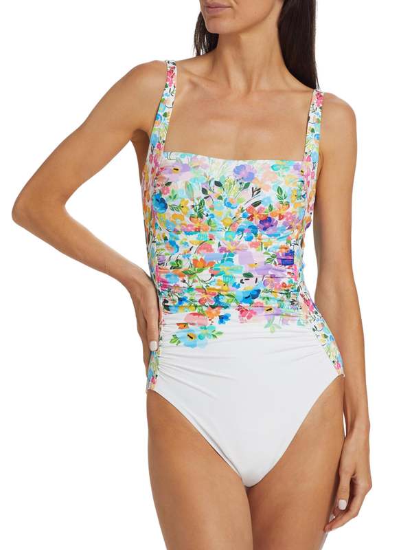 Johnny Was Ruched One-Piece Swimsuit - Wild Bloom
