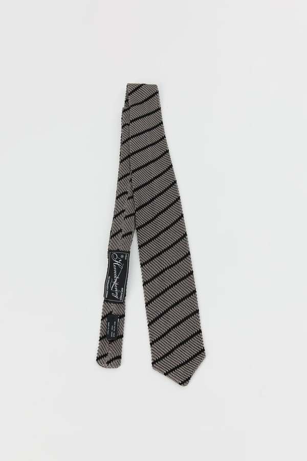 Cravate HUGO BOSS Homme En Soie - Rayures Grises Et Blanches - Occasion Bon État