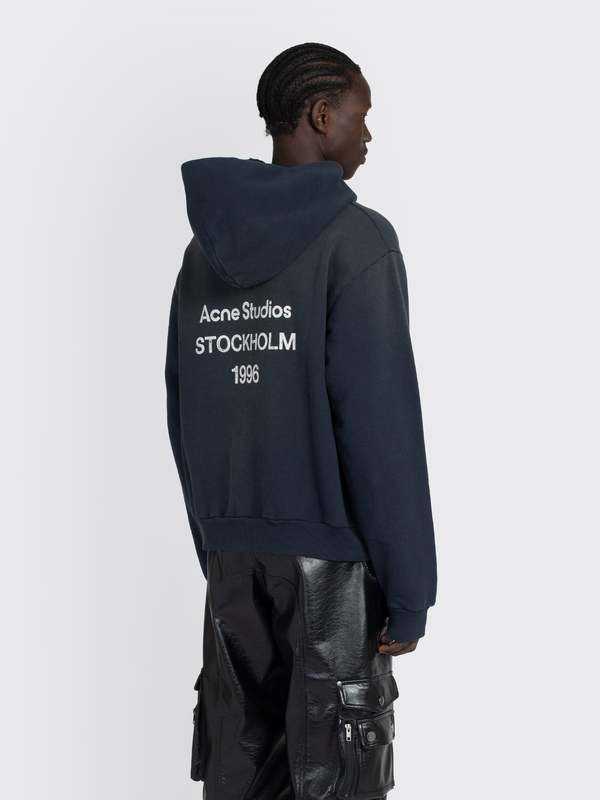 Acne Studios Logo Hooded Sweater - Black | Garmentory