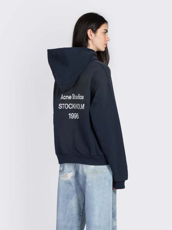 Acne Studios Logo Hooded Sweater - Black | Garmentory