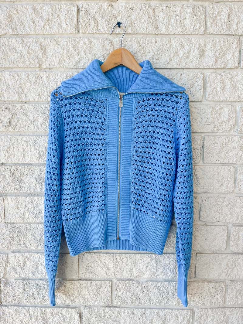 Varley Eloise Full Zip Knit - Azure Blue | Garmentory