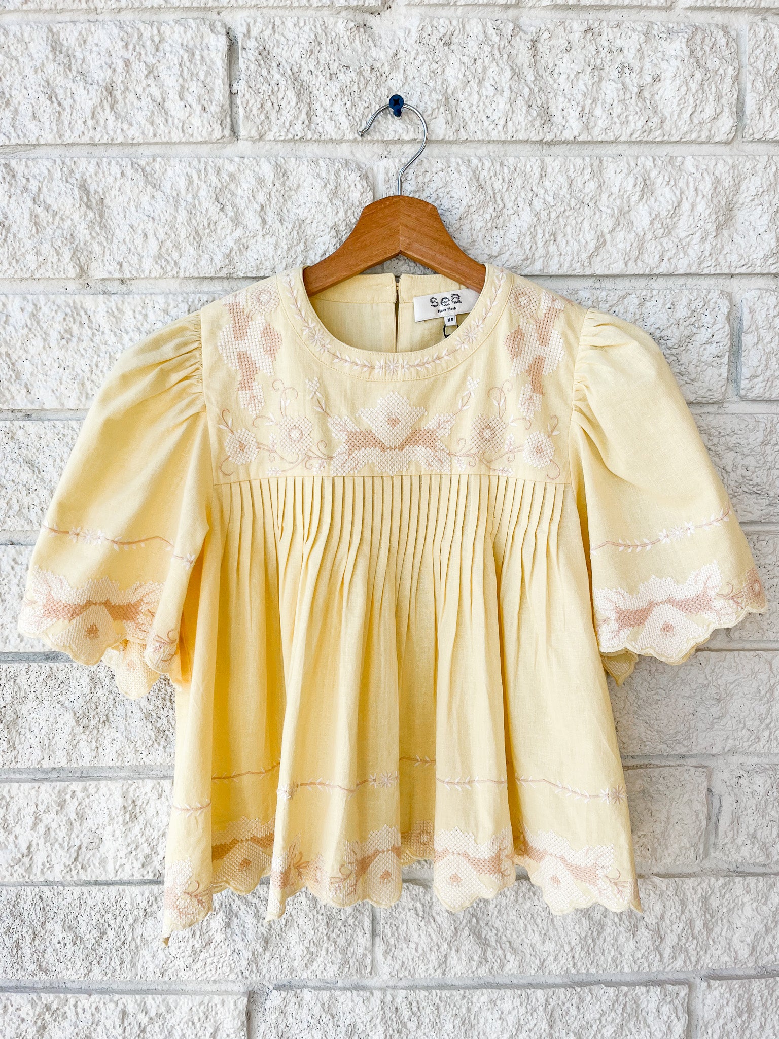 Sea NY Vesna Embroidery Short Sleeve Top - Yellow | Garmentory