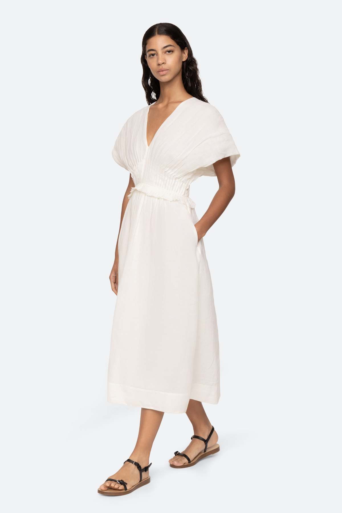 strapless open back dress Chelsea Chiffon Pleated Solid Dress