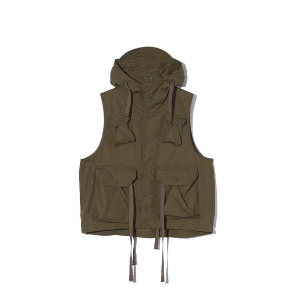 Engineered Garments Field Vest - Olive Coated Cotton Cloth | Garmentory