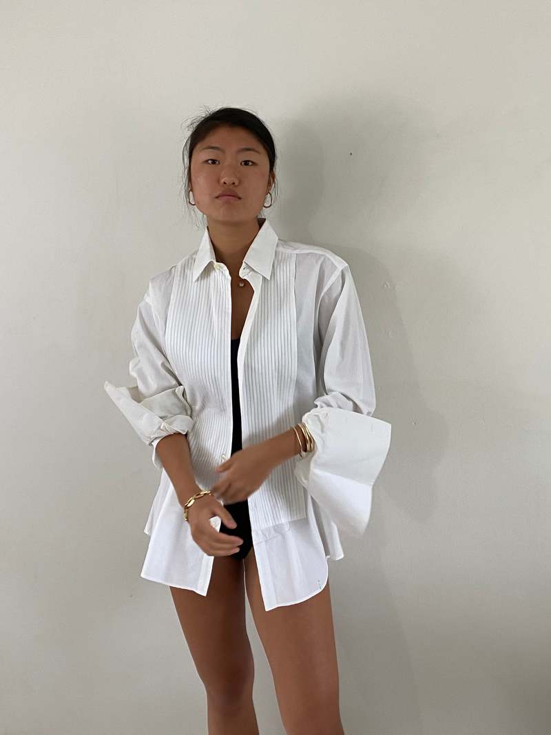 TUXEDO white - oversized cotton shirt