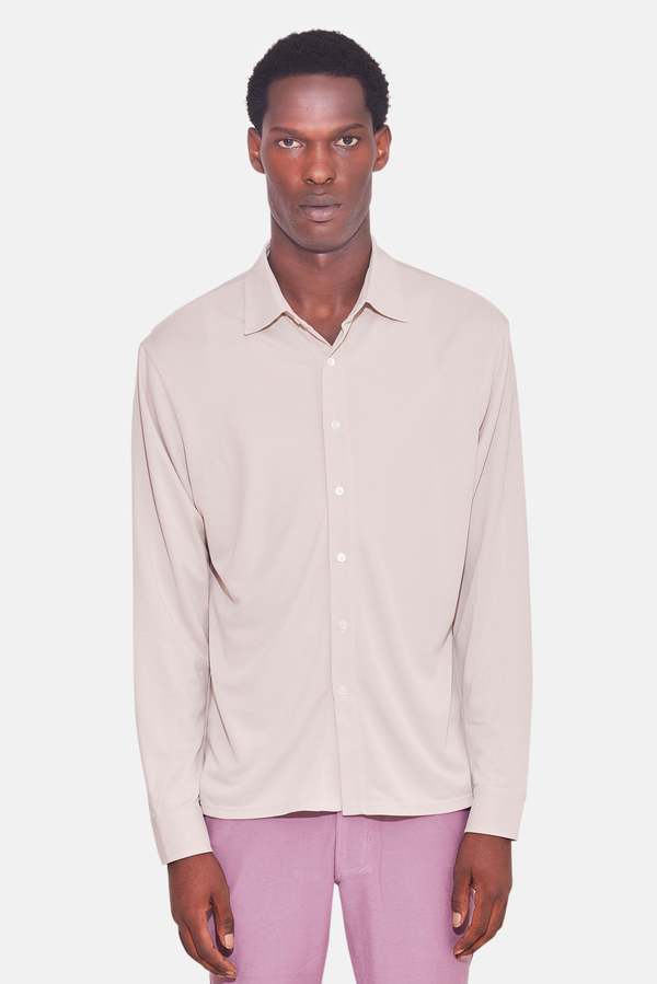 Blue&Cream Micro Pique Shirt - Beige