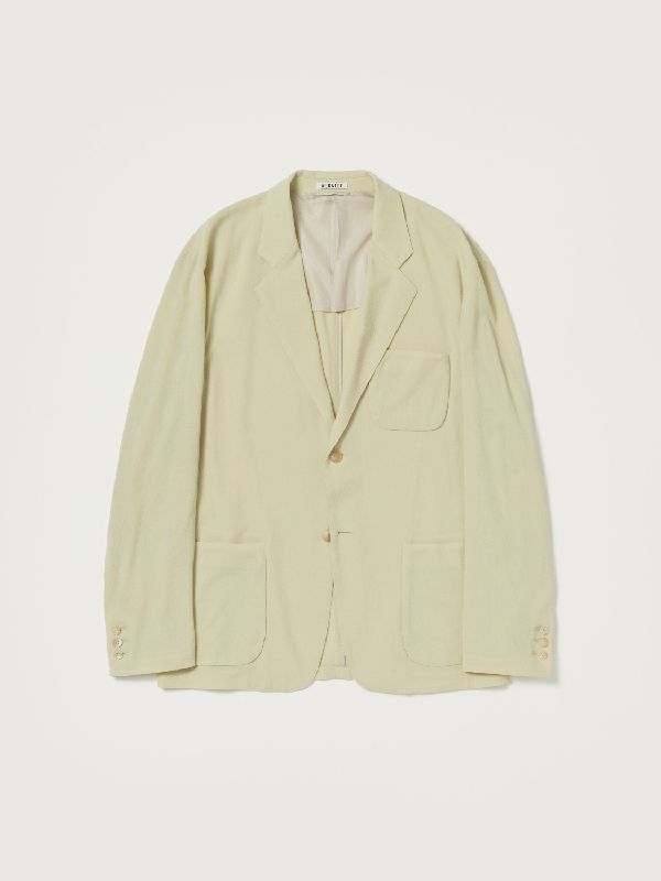 ジャケット・アウター AURALEE HARD TWIST WOOL VIYELLA JACKET 3 Auralee Hard Twist Wool Viyella Jacket - Ivory Yellow | Garmentory