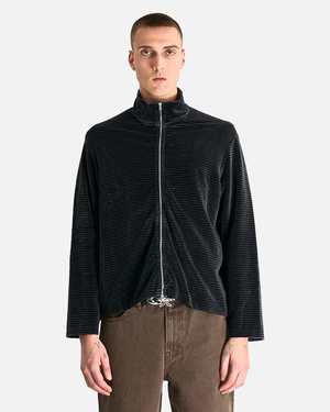 トップス OUR LEGACY SHRUNKEN FULLZIP POLO Our Legacy - Shrunken Fullzip Polo Phantom Stripe Velour