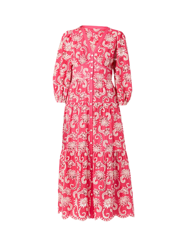 Shoshanna Sicily Dress - Raspberry/Ivory | Garmentory