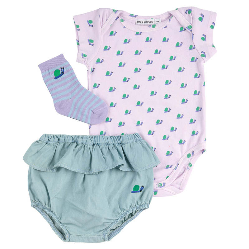Bobo Choses Baby Funny Snail Three Piece Gift Set - Lavender Purple Bobo Choses Baby Funny Snail Three Piece Gift Set - Lavender Purple