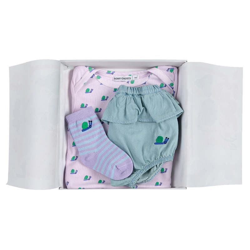Bobo Choses Baby Funny Snail Three Piece Gift Set - Lavender Purple Bobo Choses Baby Funny Snail Three Piece Gift Set - Lavender Purple