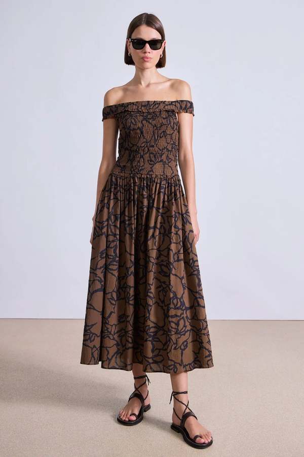 apiece apart off the shoulder dress Alcudia Midi Dress