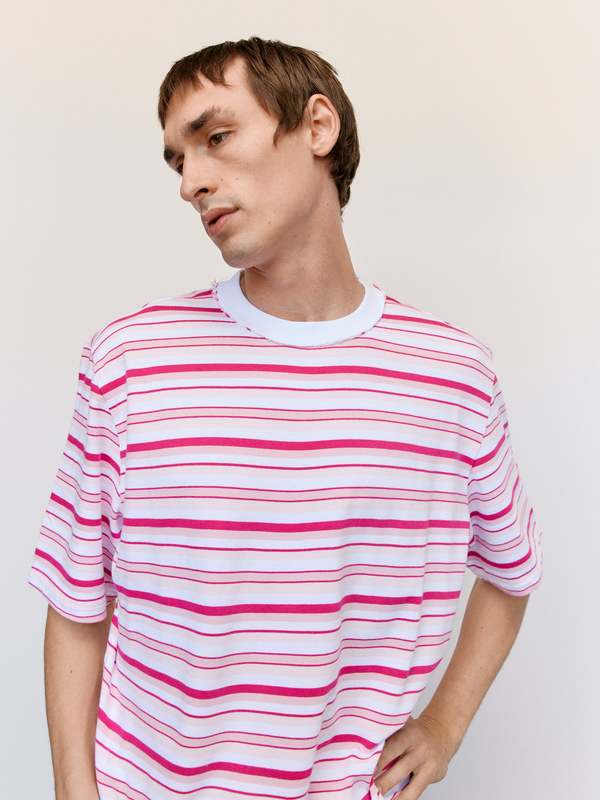 Camiel Fortgens Pink Stripes Heavy Jersey Big Tee | Garmentory