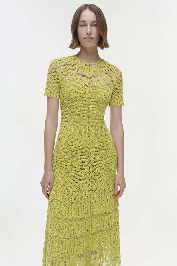 Simkhai Lorelai Embroidered Midi Dress - Yellow Plum Multi | Garmentory