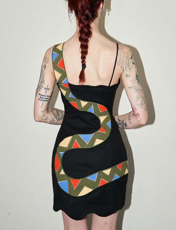 Fashion Brand Company Black Snake Mini Dress - Black/Multi | Garmentory