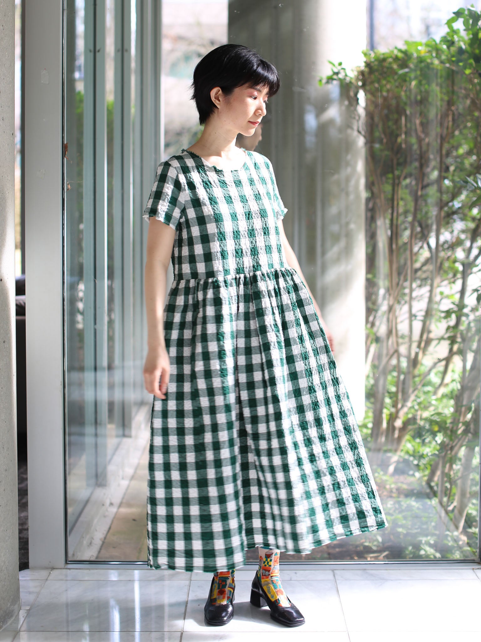 H+ Hannoh Wessel Dress Demi - Green Check | Garmentory