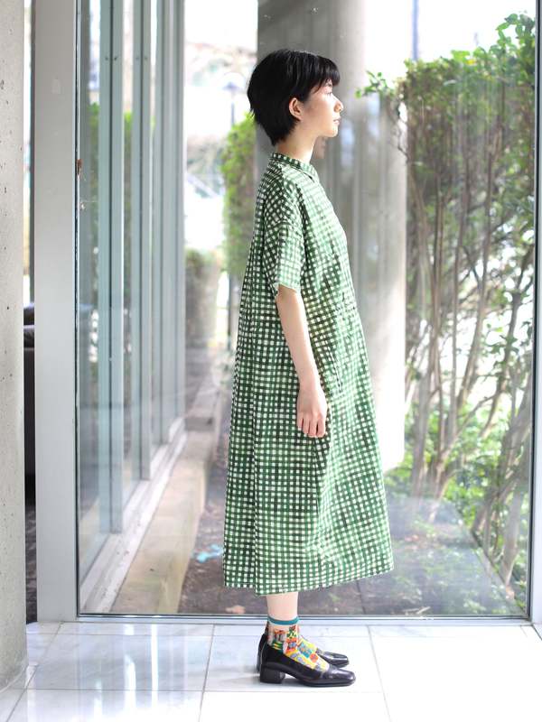H+ Hannoh Wessel Printed Dress Deborah - Green Check | Garmentory