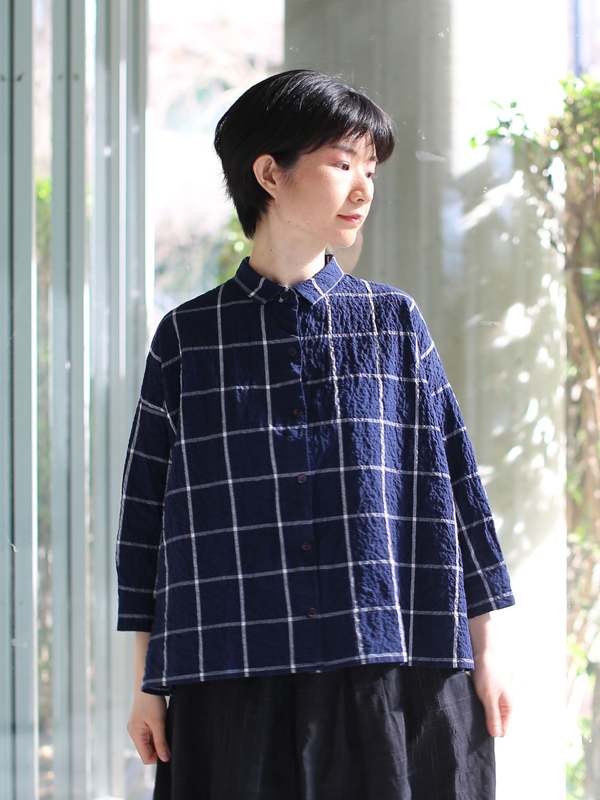 H+ Hannoh Wessel Shirt Savannah - Navy Check | Garmentory