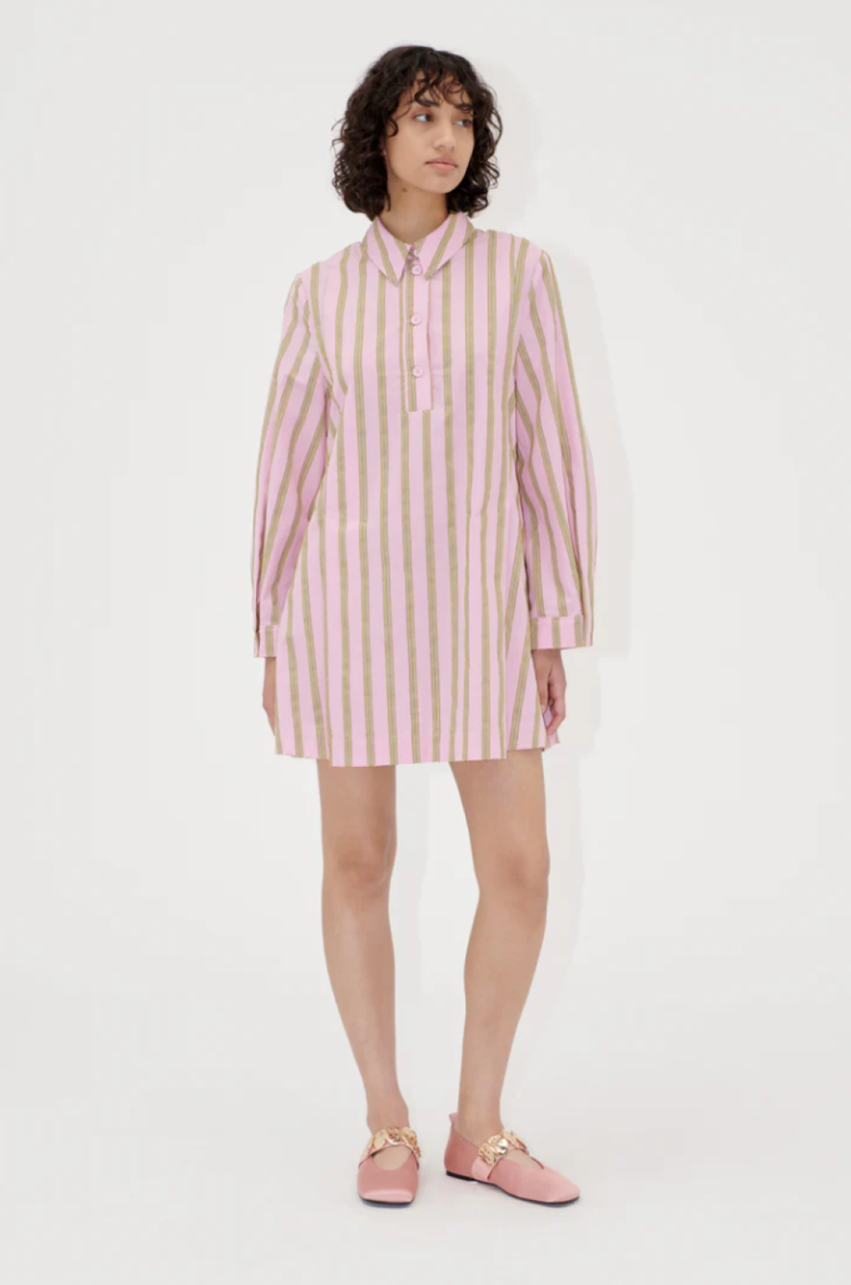 Stine Goya Tuck Sleeve Tunic Dress - Wallpaper Stripe