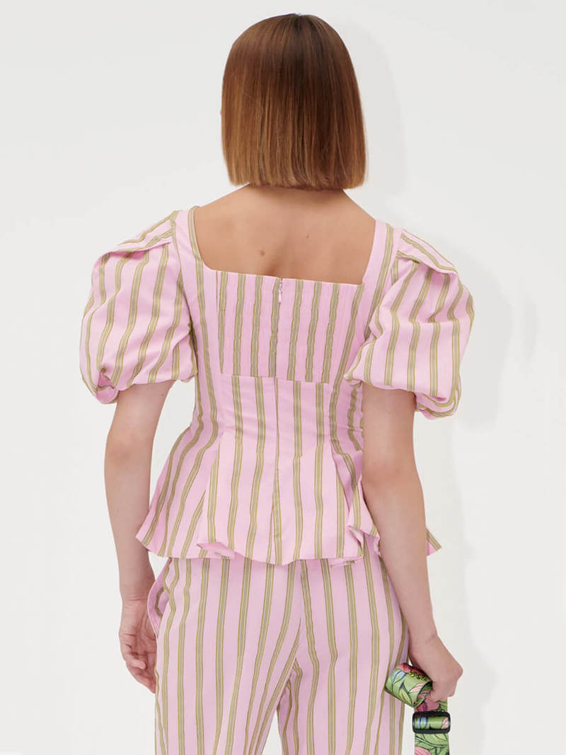 Stine Goya Blouson Sleeve Top - Wallpaper Stripes