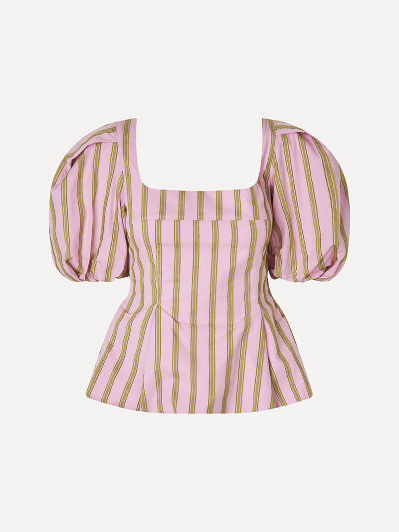 Stine Goya Blouson Sleeve Top - Wallpaper Stripes