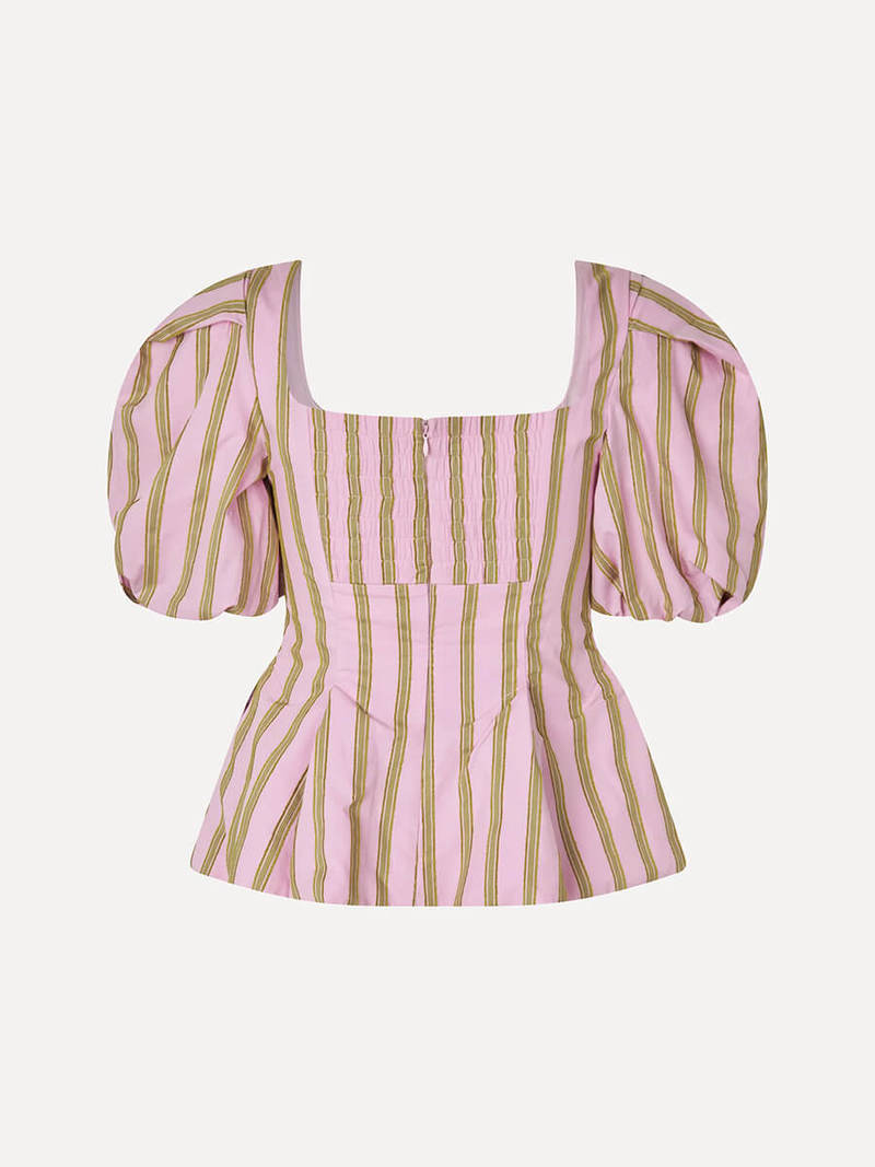 Stine Goya Blouson Sleeve Top - Wallpaper Stripes