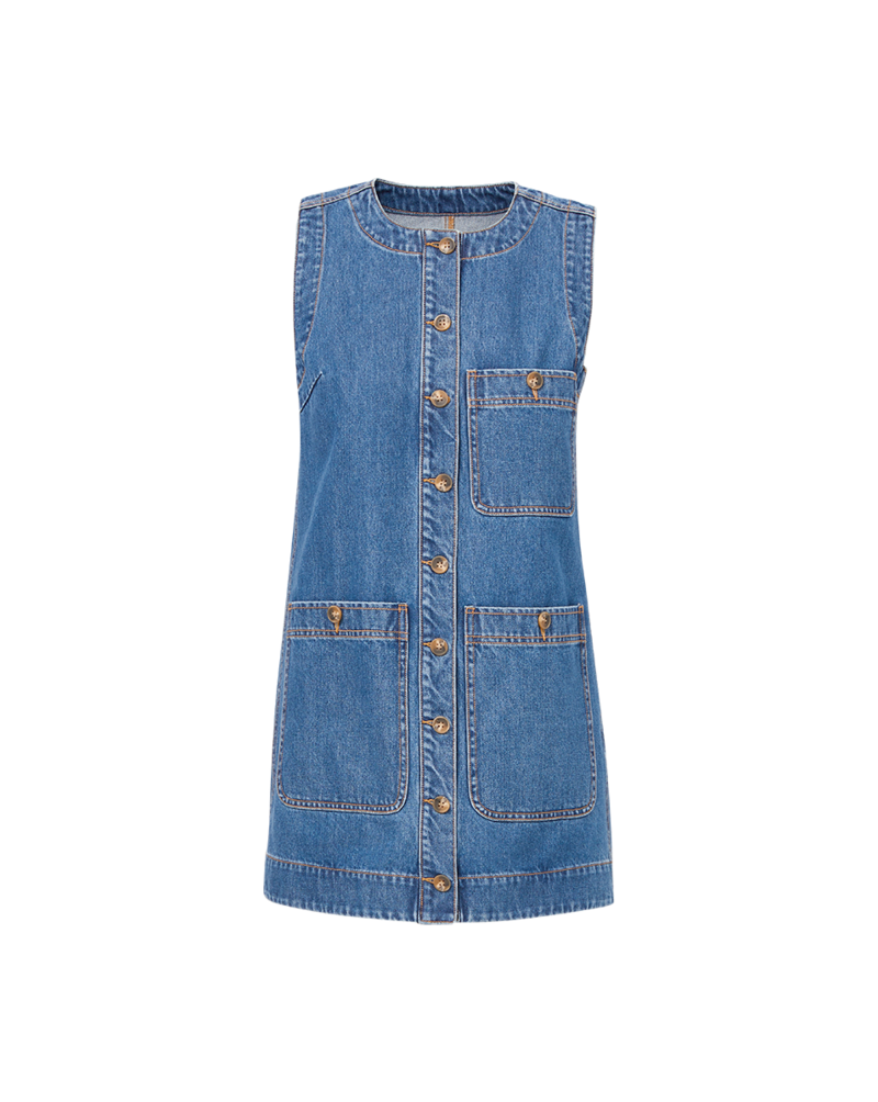 Veronica Beard Oakley Denim Minidress - Cornflower | Garmentory