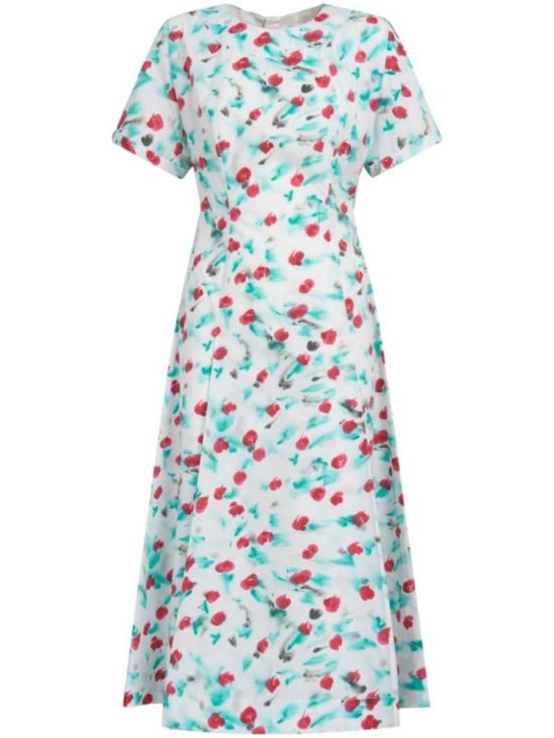 ★MARNI★ Floral Print Midi Dress Lily White ABMA1162A0UTC32 Marni Midi Dress - Lily White | Garmentory