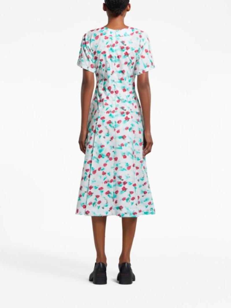 ★MARNI★ Floral Print Midi Dress Lily White ABMA1162A0UTC32 Marni Midi Dress - Lily White | Garmentory