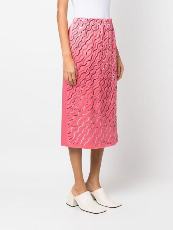 ★MARNI★ Crepe Satin Skirt Pink Candy GOMA0107X1UTA116RIC37 Washed Crepe Satin Skirt by Marni- La Garçonne