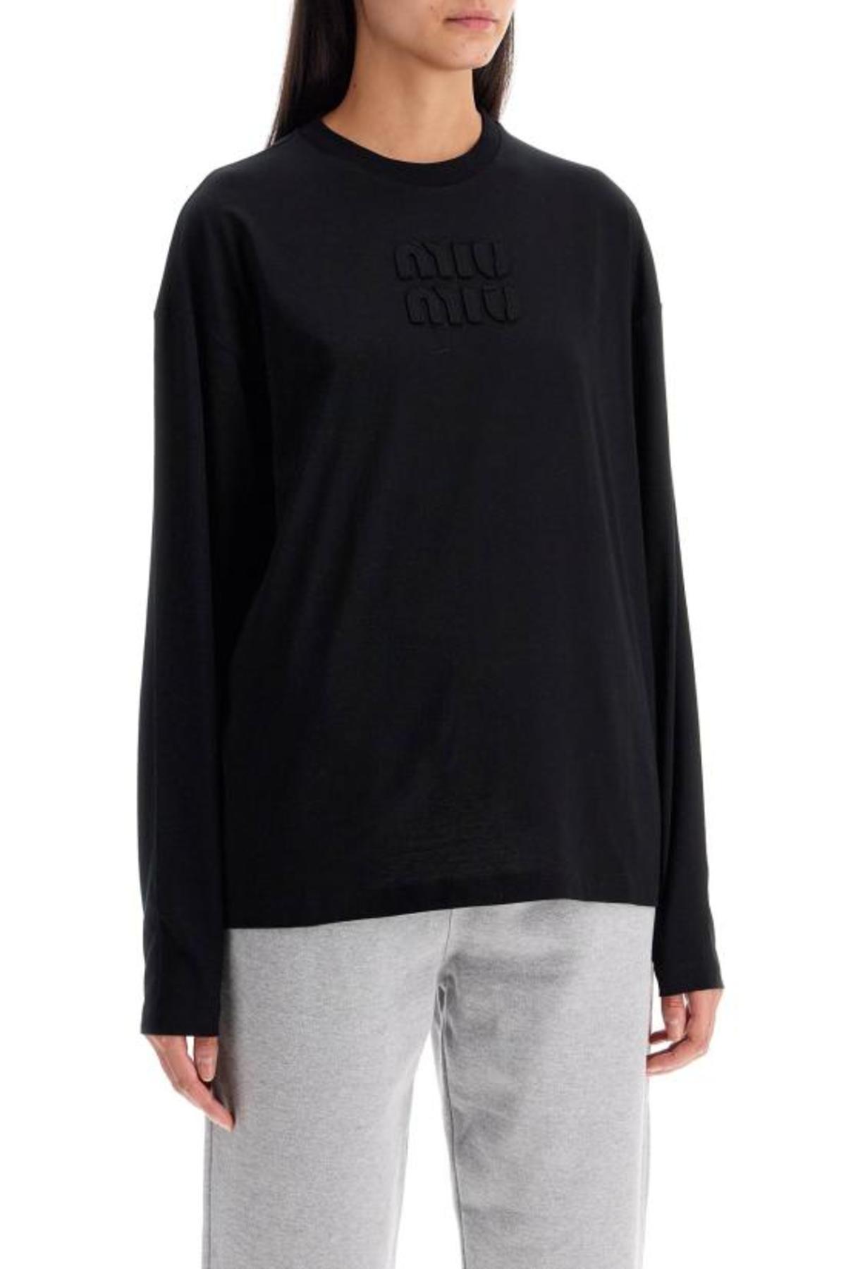 MIU MIU ブラック 長袖 Tシャツ MIU MIU Long Sleeve T-Shirt - Black | Garmentory