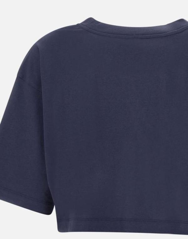 ■MARNI■ Logo Short Sleeve T-Shirt Blue Black HUMU0223P1USC Dark blue organic cotton T-shirt with Mini logo Marni | Marni
