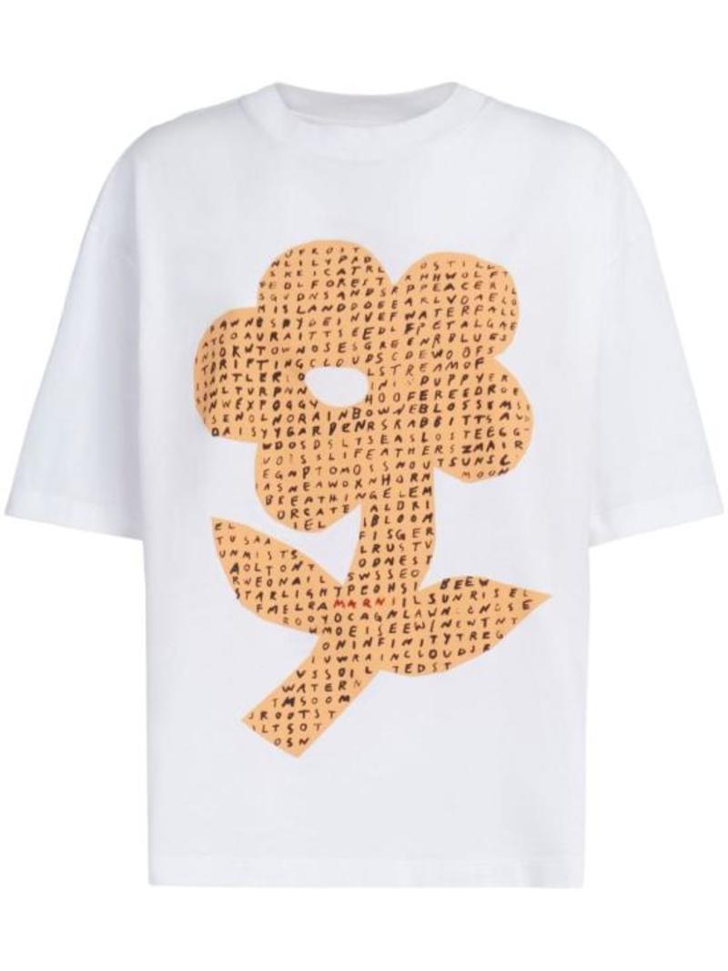 ■MARNI■ Floral Print Logo Short Sleeve T-Shirt Lily White Marni T-Shirt HUMU0223IP.USCX50-FLW01 LILY WH | IlDuomo