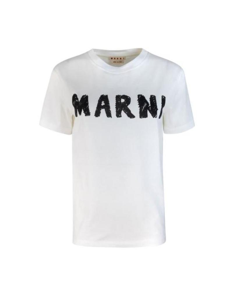 ★MARNI★ Logo Cotton Short Sleeve T-Shirt Lily White THJE02 Marni T-Shirt 'Lily White'