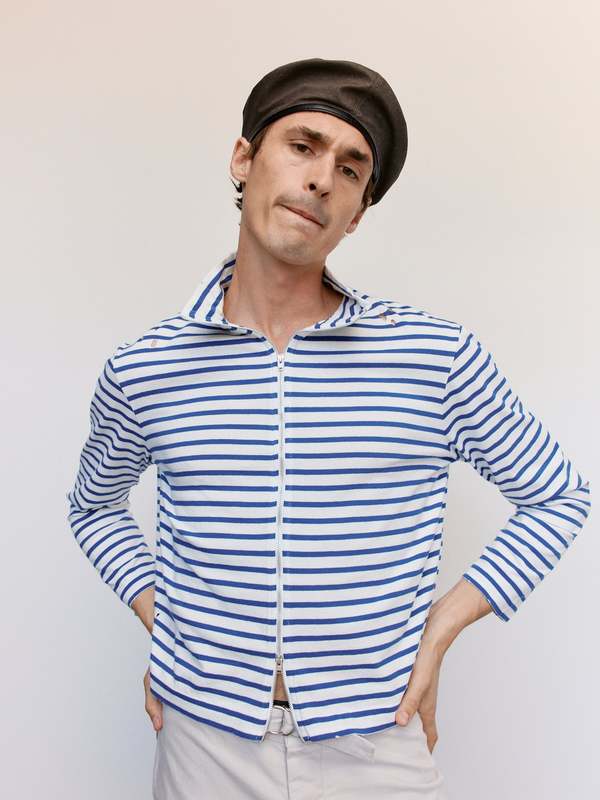 トップス Our legacy stripe shrunken zip Our Legacy Genova Stripe Rough Cotton Shrunken Fullzip Polo