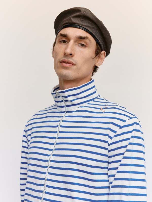 Our Legacy Genova Stripe Rough Cotton Shrunken Fullzip Polo