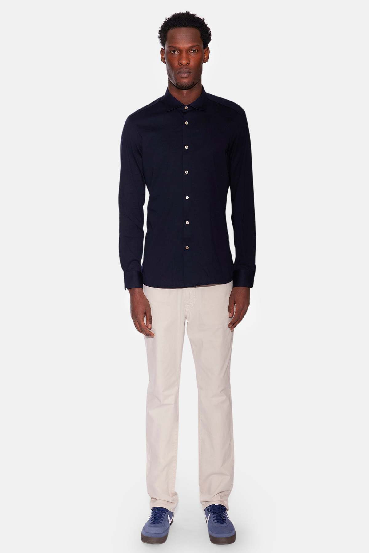 Boglioli Super Soft Cotton Shirt - Navy - Image 5 of 5