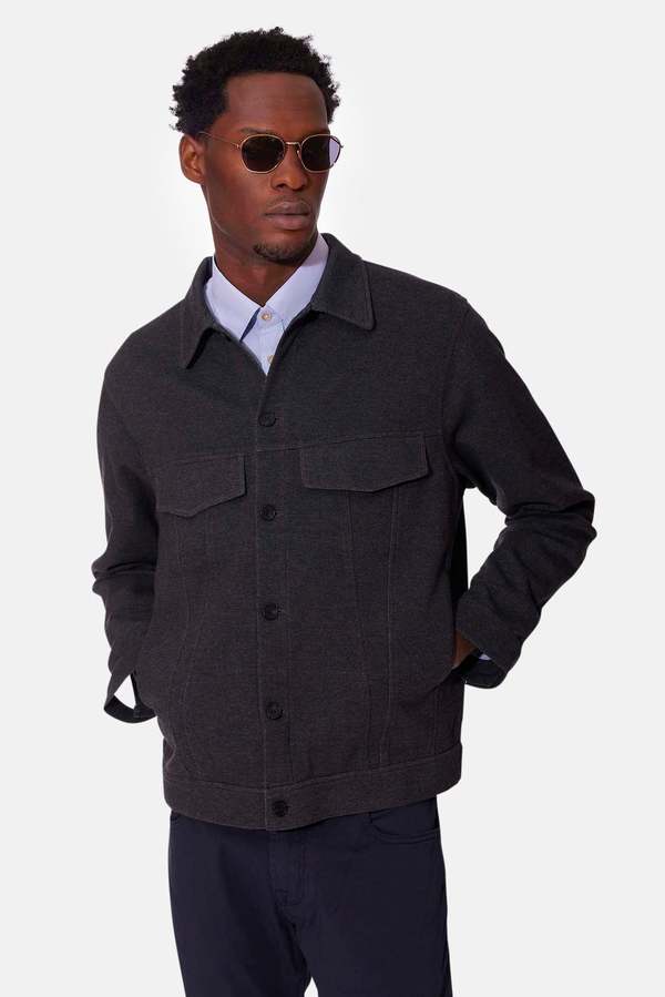 Blue&Cream Mad Pique Trucker Jacket - Charcoal Heather