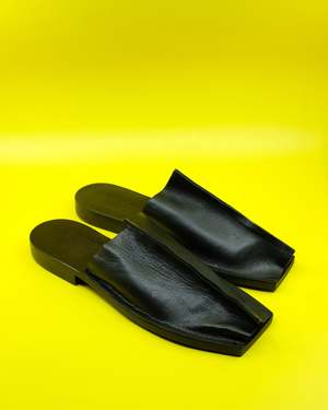 Gabriela Coll Garments NO.7 Open Toe Babouche - Black | Garmentory