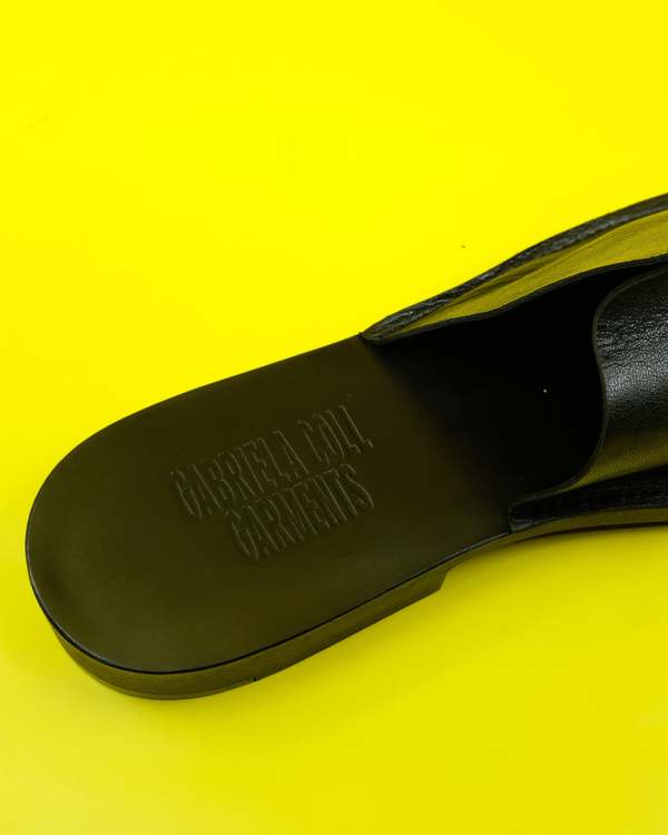 Gabriela Coll Garments NO.7 Open Toe Babouche - Black | Garmentory