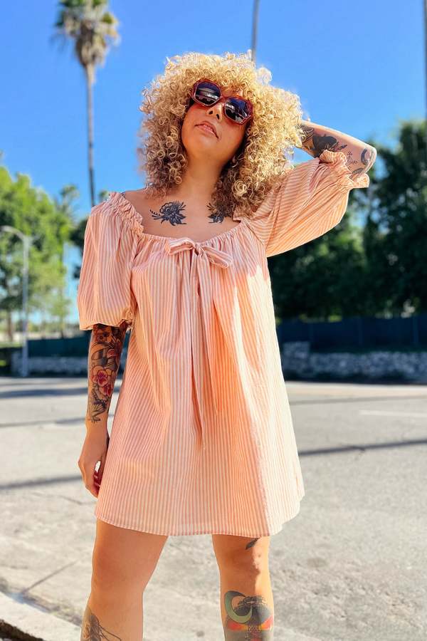 ruffled long sleeve dress Long Sleeve Smocked Neck Tiered Ruffle Mini Dress S